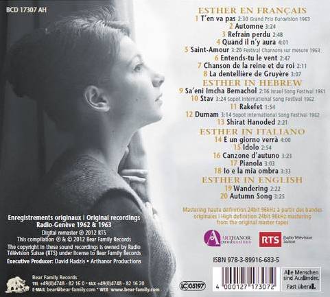 Esther Ofarim in Geneva - back of the CD