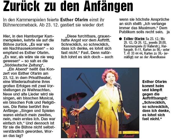Hamburger Abendblatt - Esther Ofarim