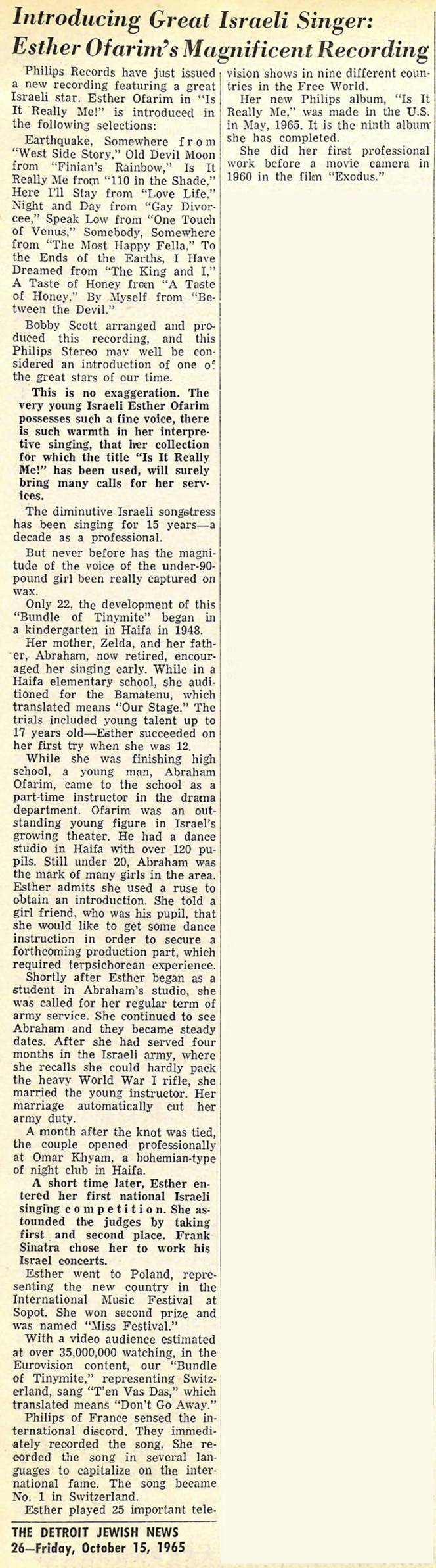 The Detroit Jewish News, October 15, 1965