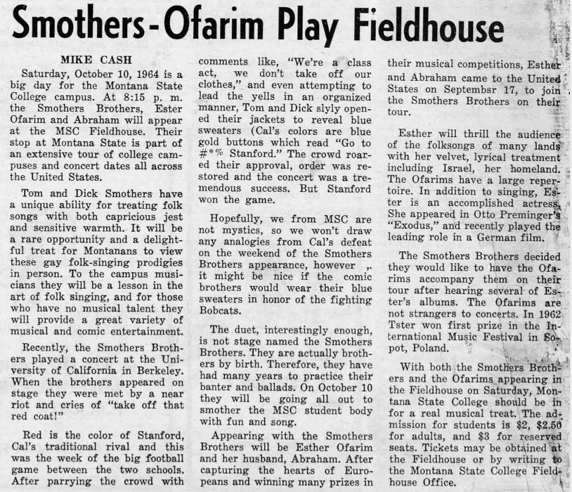 Esther & Abi Ofarim with the Smothers Brothers, 1964